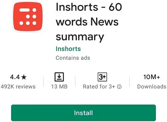 InShorts news app