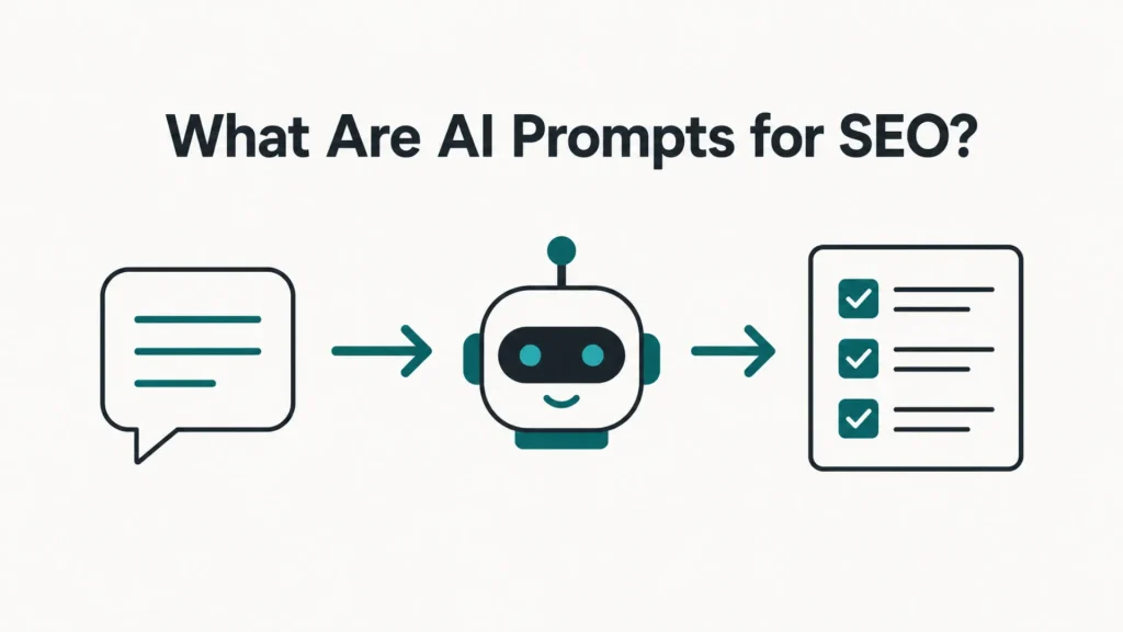 How AI prompts for SEO work - input, AI, structured output